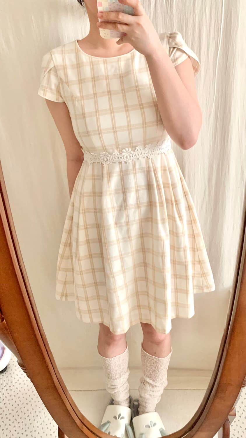 로디스포토 튤립 체크 크로쉐 원피스 상품이미지7