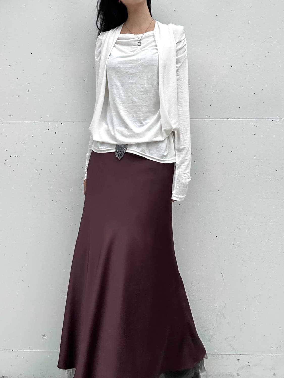 Elegance drape tencel top / white 상품이미지1