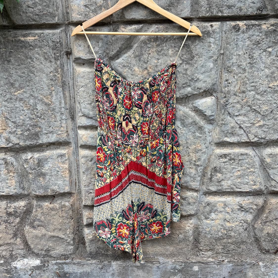 인디아 여성 빈티지 오프숄다 에스닉 보헤미안 패턴 반바지 점프수트 상품이미지2