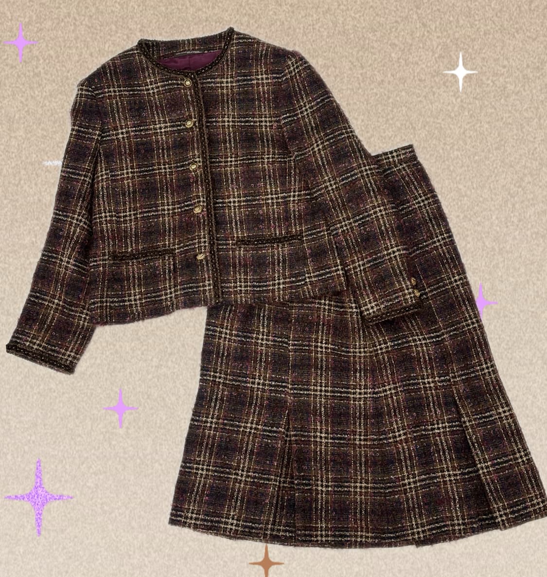 🍮일본 고딕풍 트위드 자켓 스커트 셋업 🍮연말 쇼콜라 럭셔리 겨울정장 상품이미지1