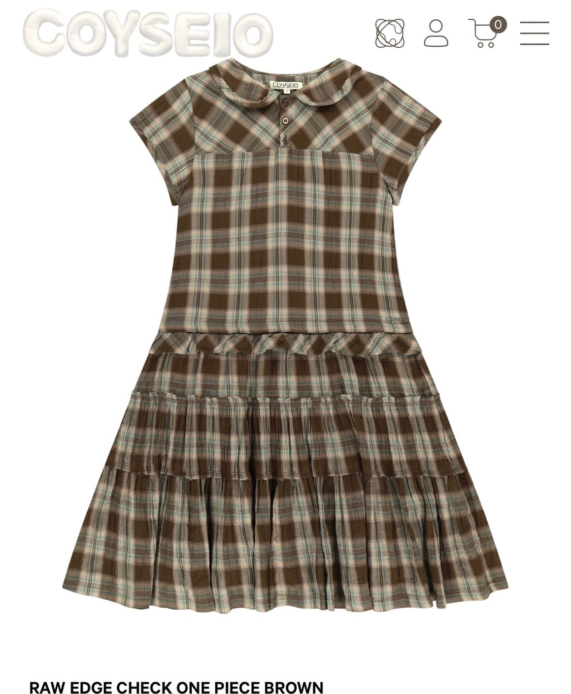 코이세이오 raw edge check one piece 브라운 2사이즈 상품이미지1