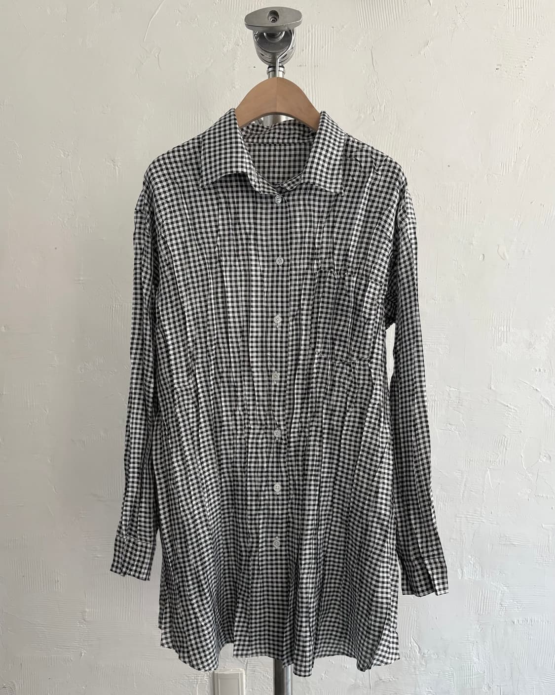 PLEATS PLEASE 플리츠플리즈 체크 링클 셔츠 원피스 상품이미지5