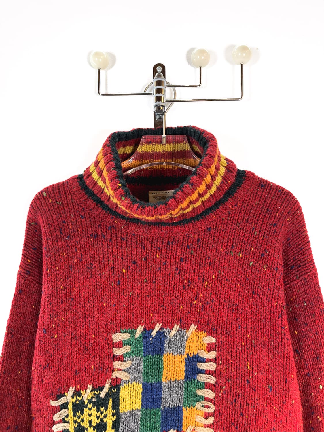 90's 베네통 헤비울 패치워크 스웨터 상품이미지2