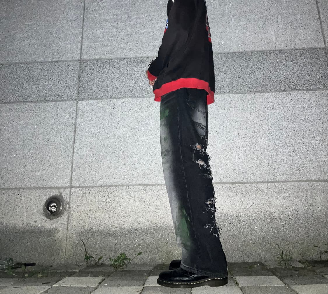 데미지 그런지 커스텀 팬츠 상품이미지6
