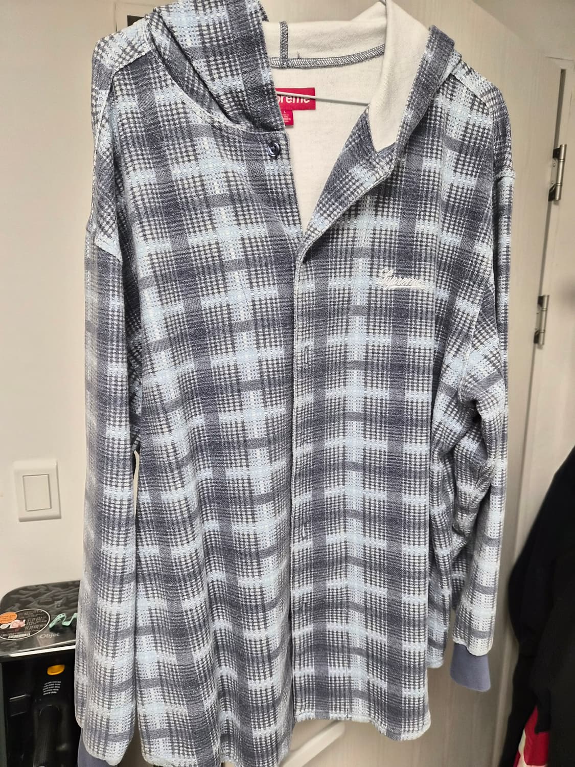 슈프림 체크 후드 셔츠 L 사이즈 상품이미지1