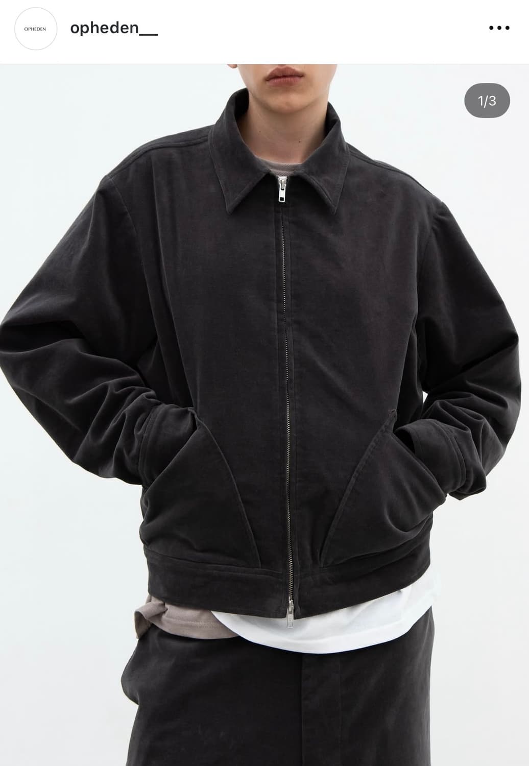 오브헤덴 벨벳 코듀로이 집업 자켓 딥그레이 새상품 상품이미지1