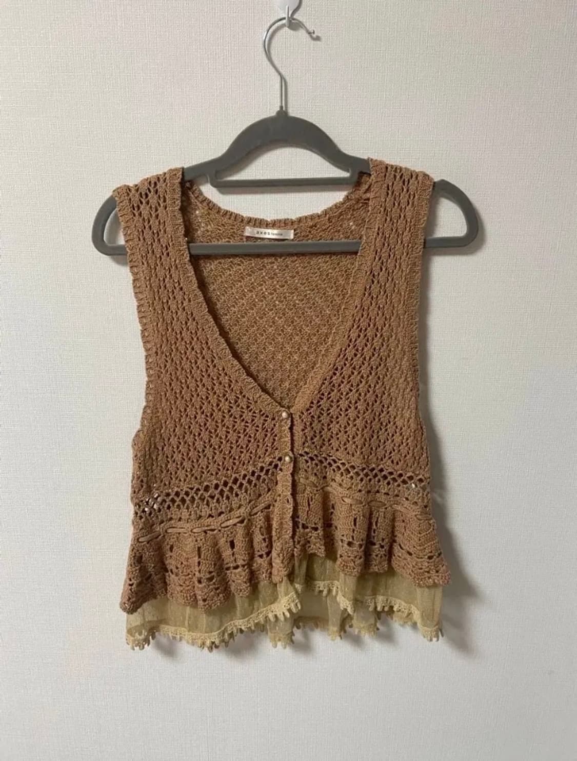 일본 빈티지 모리걸 레이스 민소매 가디건 조끼 상품이미지1