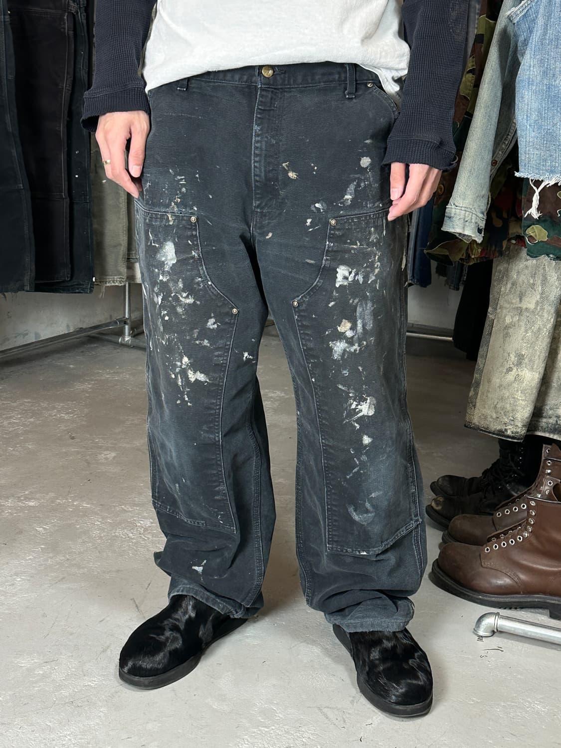 OG 칼하트 B136 더블니 블랙 칼하트 썩블니 워크팬츠 상품이미지1