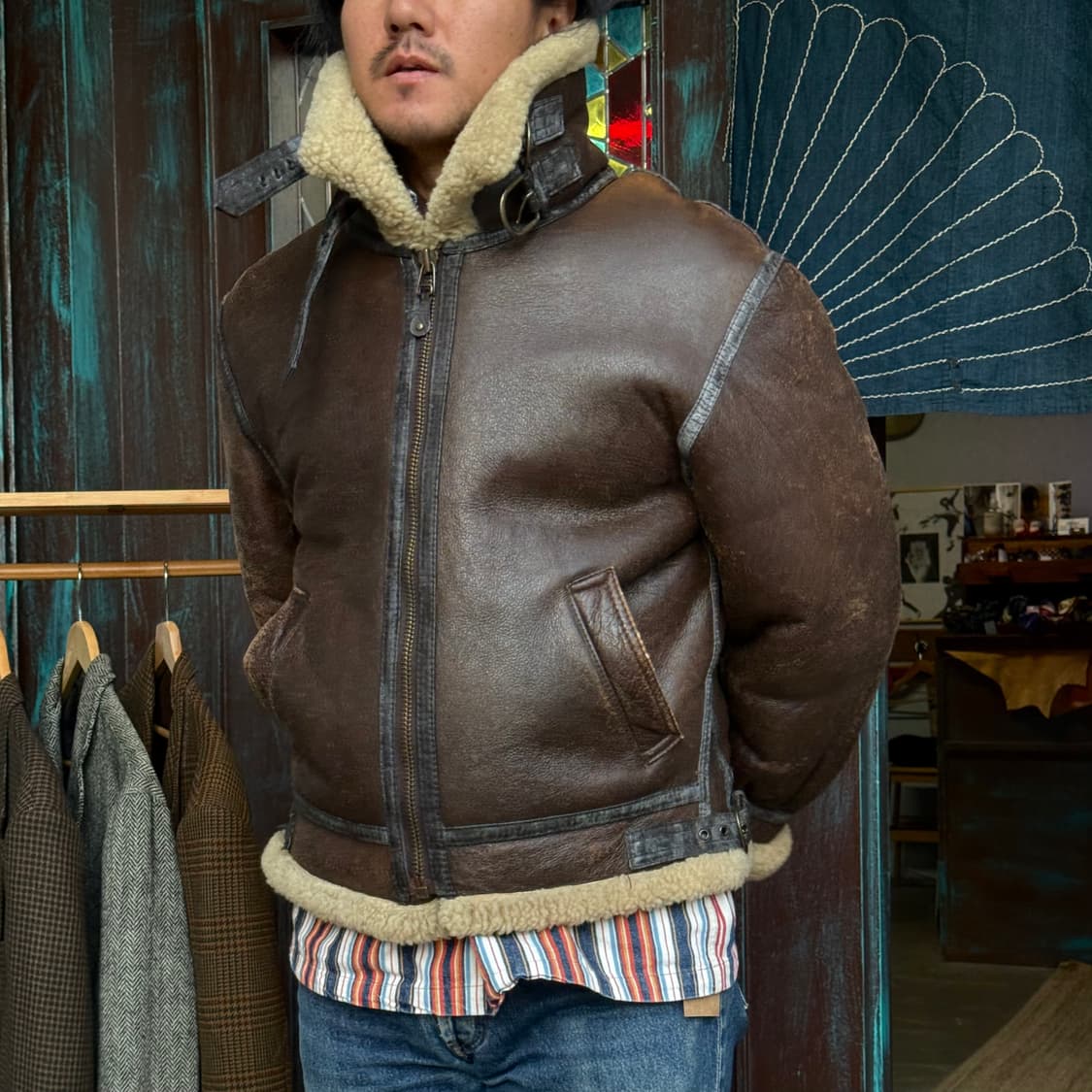 90‘s 재팬 타입 B-3 양가죽 플라이트 자켓 M 상품이미지8