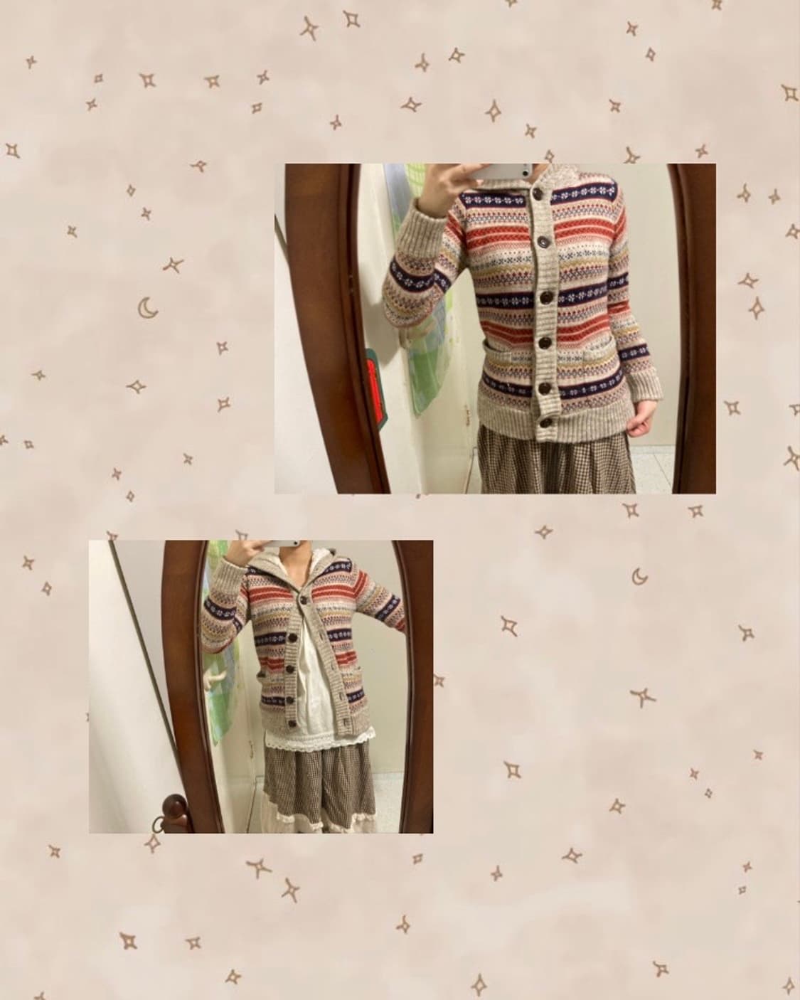 패턴 후드 양털 가디건 상품이미지1