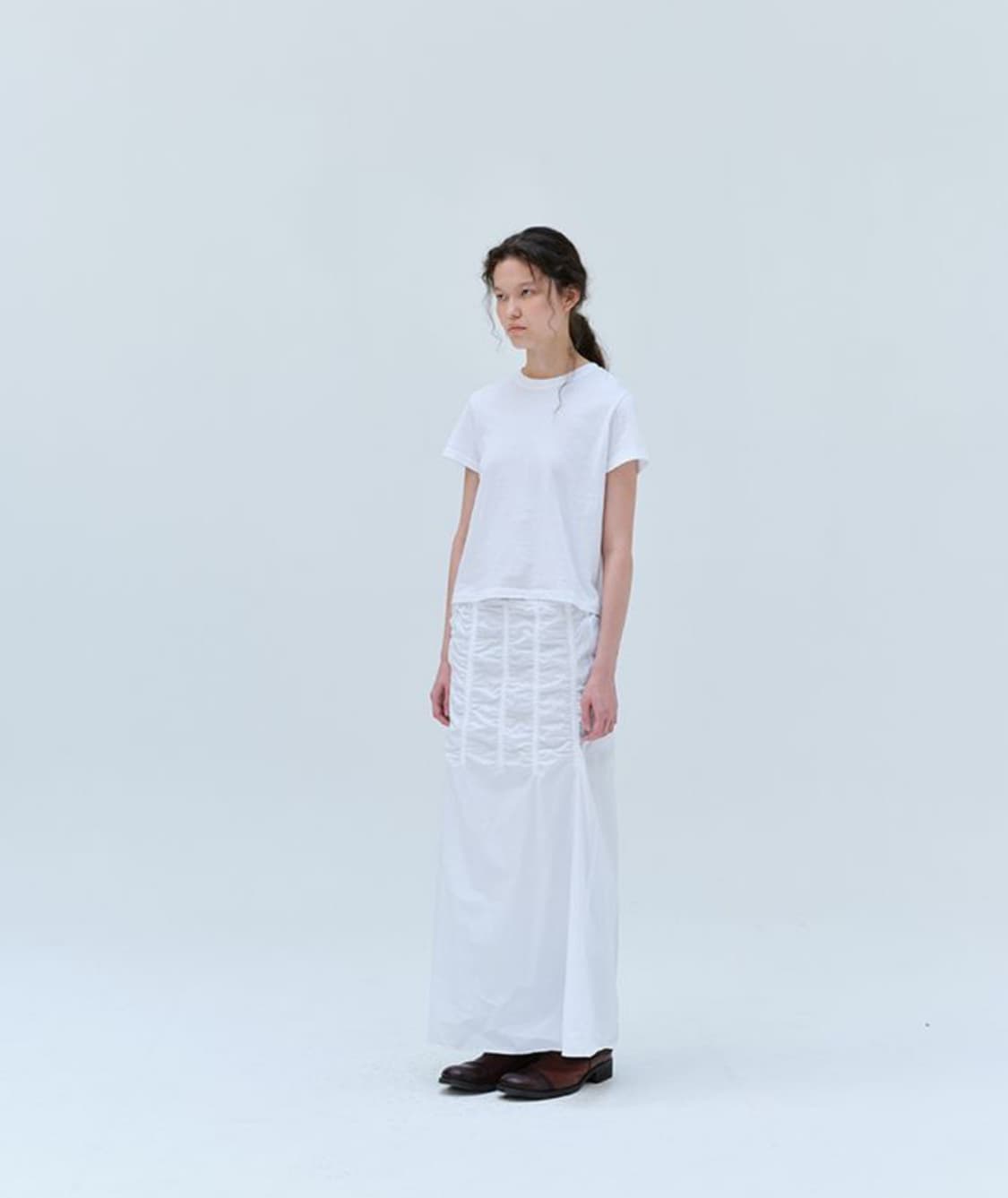 리포스 cotton gathering skirts, white S 상품이미지2