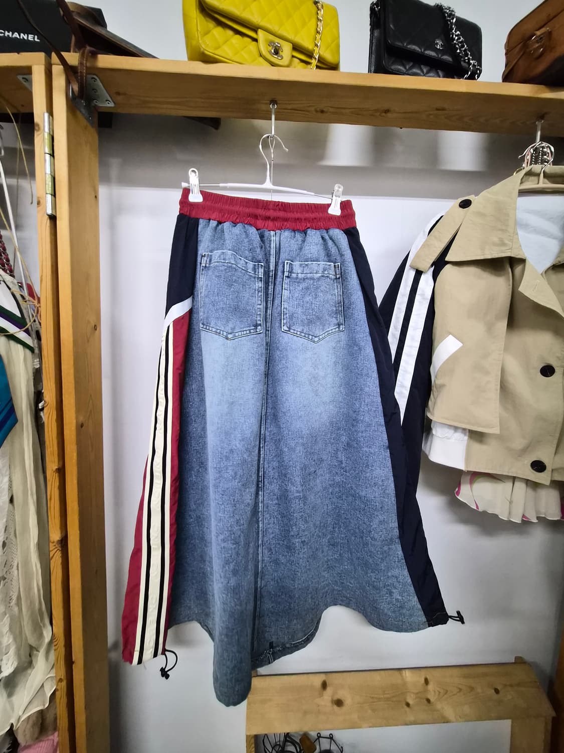 스포티 데님 배색 롱스커트.레터링 트렌치점퍼 상품이미지6