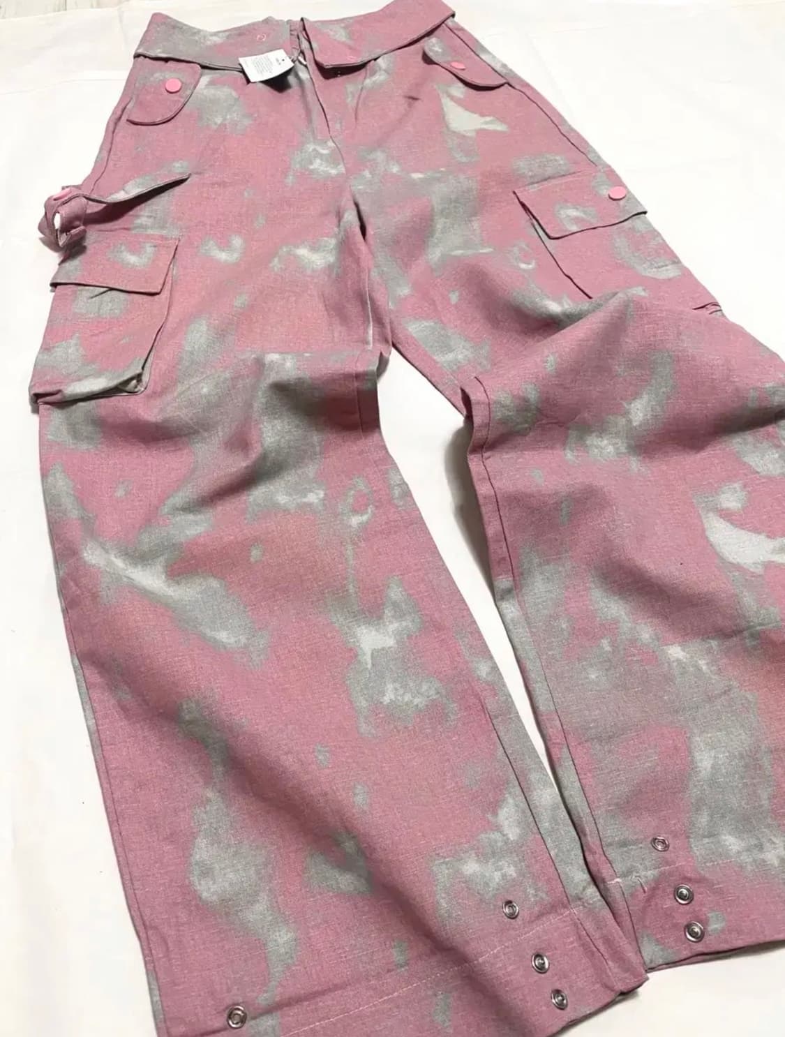 핑크 그레이 나염 염색 바지 카고팬츠 상품이미지3