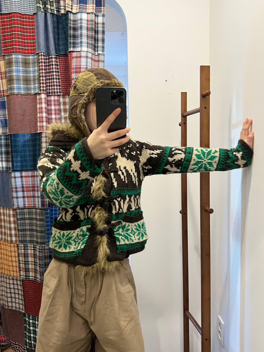 그린 디어 니트 퍼 가디건 상품이미지5