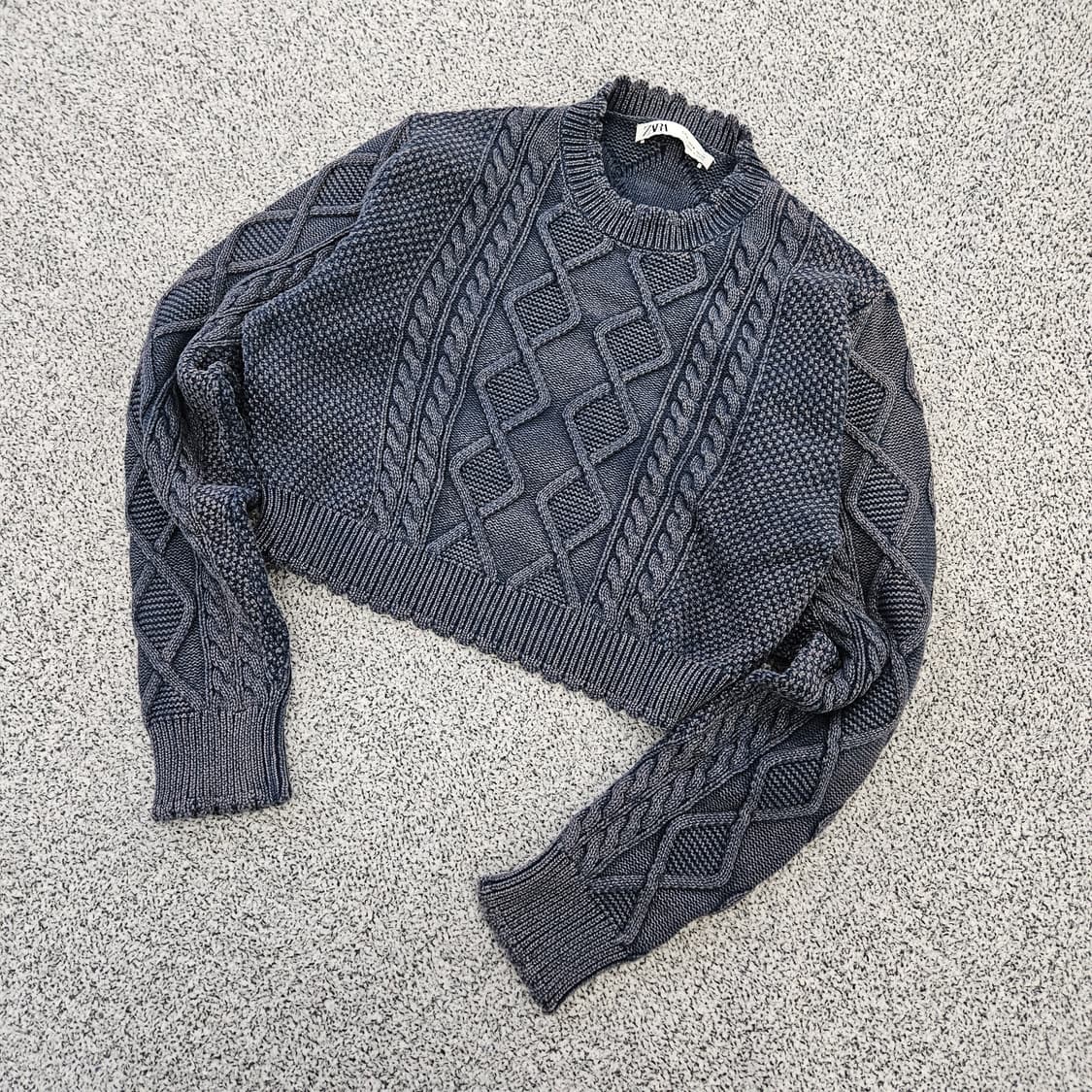 [M] 자라 여성 크롭 케이블 니트 티셔츠 0102YH1 상품이미지1