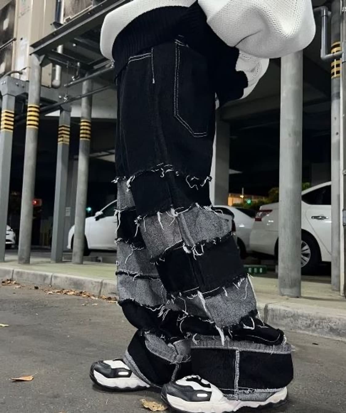 NOVESELL Border DamageLine Wide Denim Pa 상품이미지1