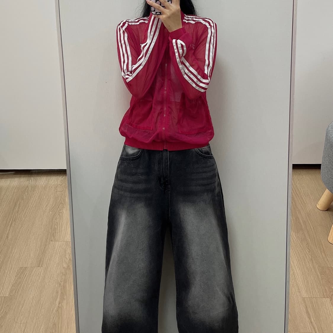 아디다스 오리지널 핑크 매쉬 시스루 트랙탑 상품이미지2