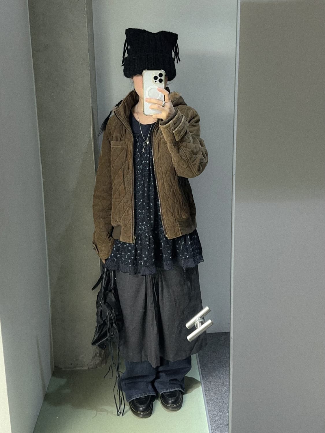 gray front shirring skirt 상품이미지4