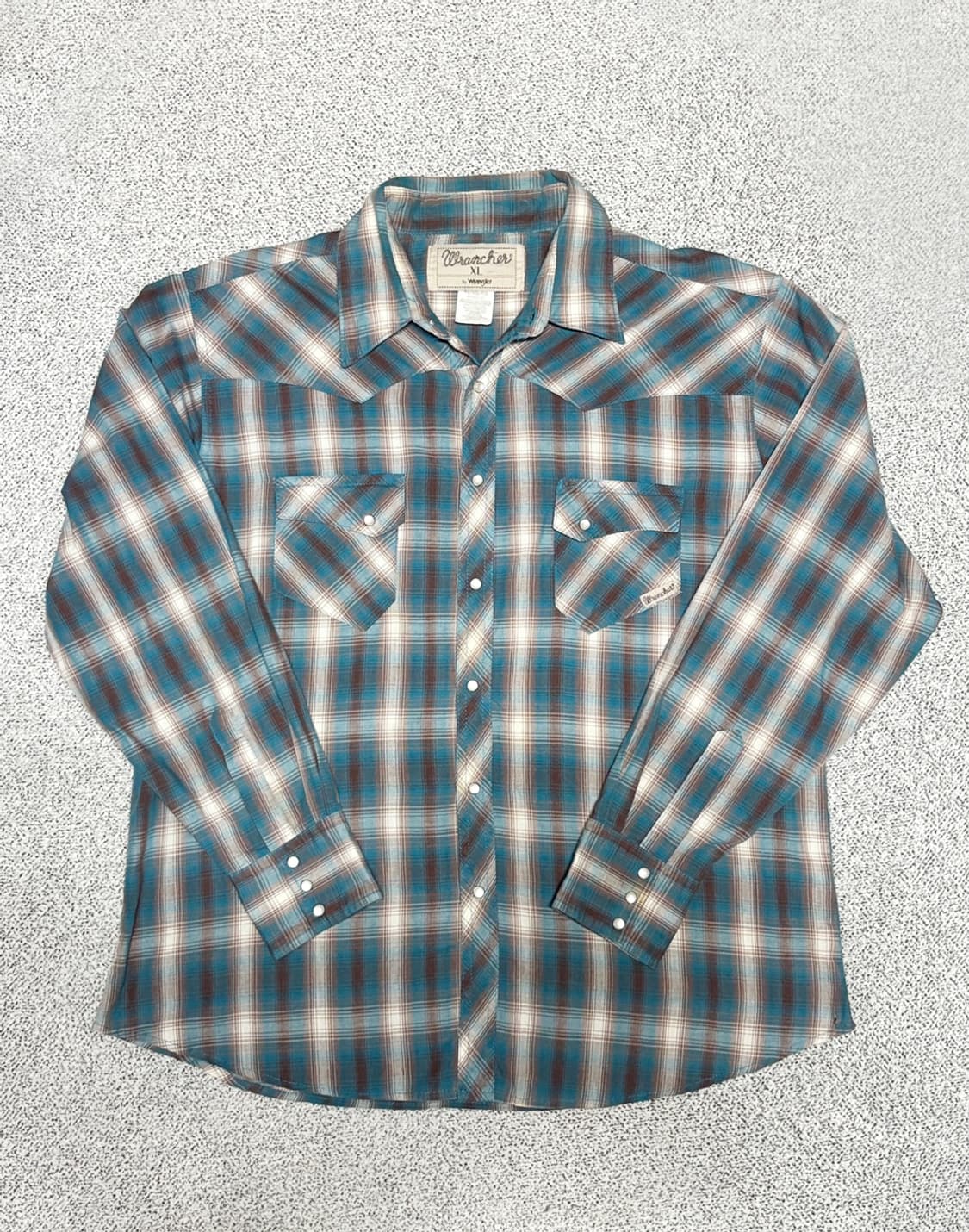XL)90s Wrangler 랭글러 빈티지 웨스턴 체크 셔츠 상품이미지2