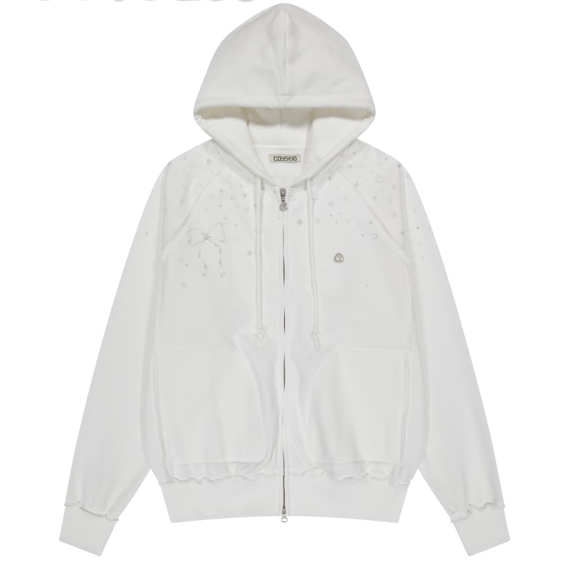 코이세이오 트윙클 후드집업 화이트 상품이미지1