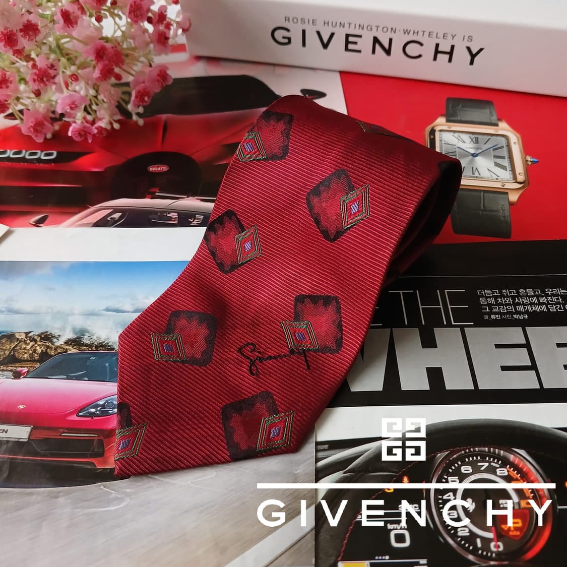 지방시 실크 패턴 로고 자카드 넥타이 8.9cm A+등급 A19151
 상품이미지1