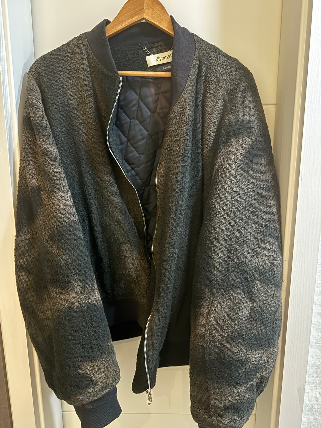 jiyongkim 24aw 선블리치 트위드 봄버 자켓 L 상품이미지2