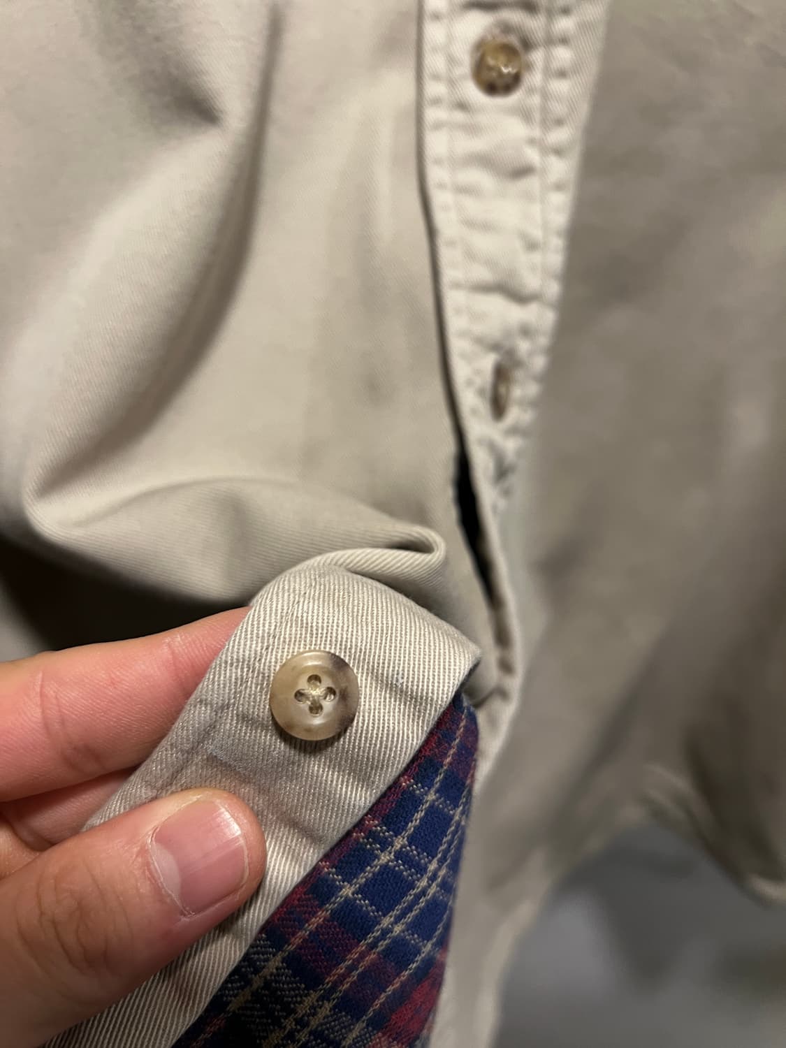 [2XL]90's 칼하트 USA 2포켓 체크 라이닝 아이보리 워크 셔츠 상품이미지7