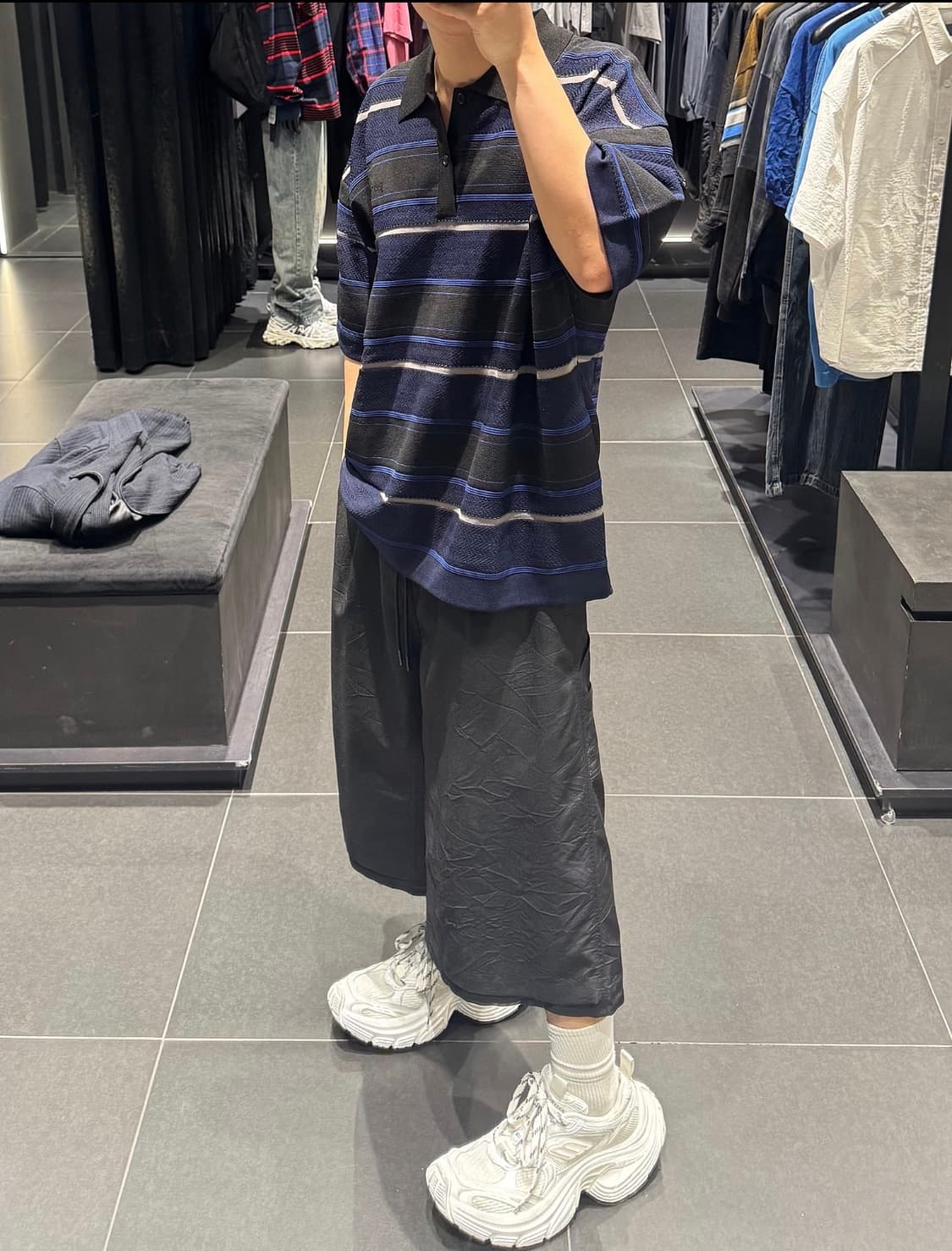 (S) 25ss 준지 스트라이프 티칼라 반팔 니트 상품이미지6
