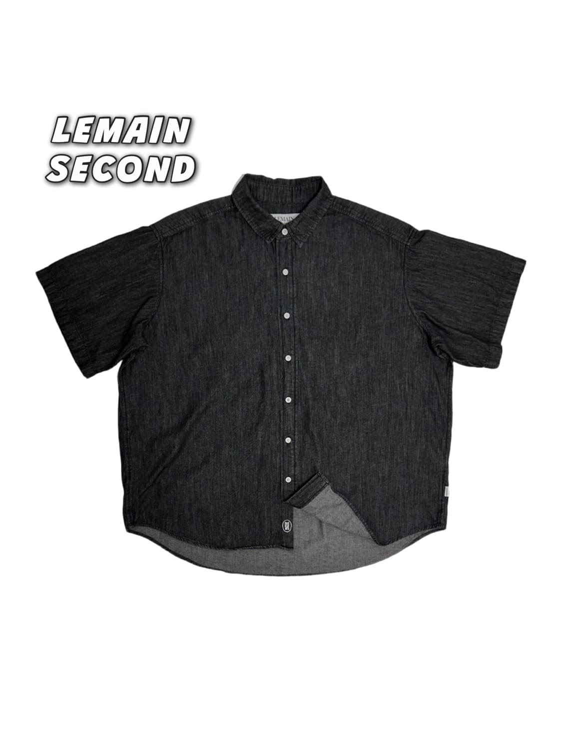 리메인세컨드 Lemain second 데님 반팔 셔츠 흑청 상품이미지3