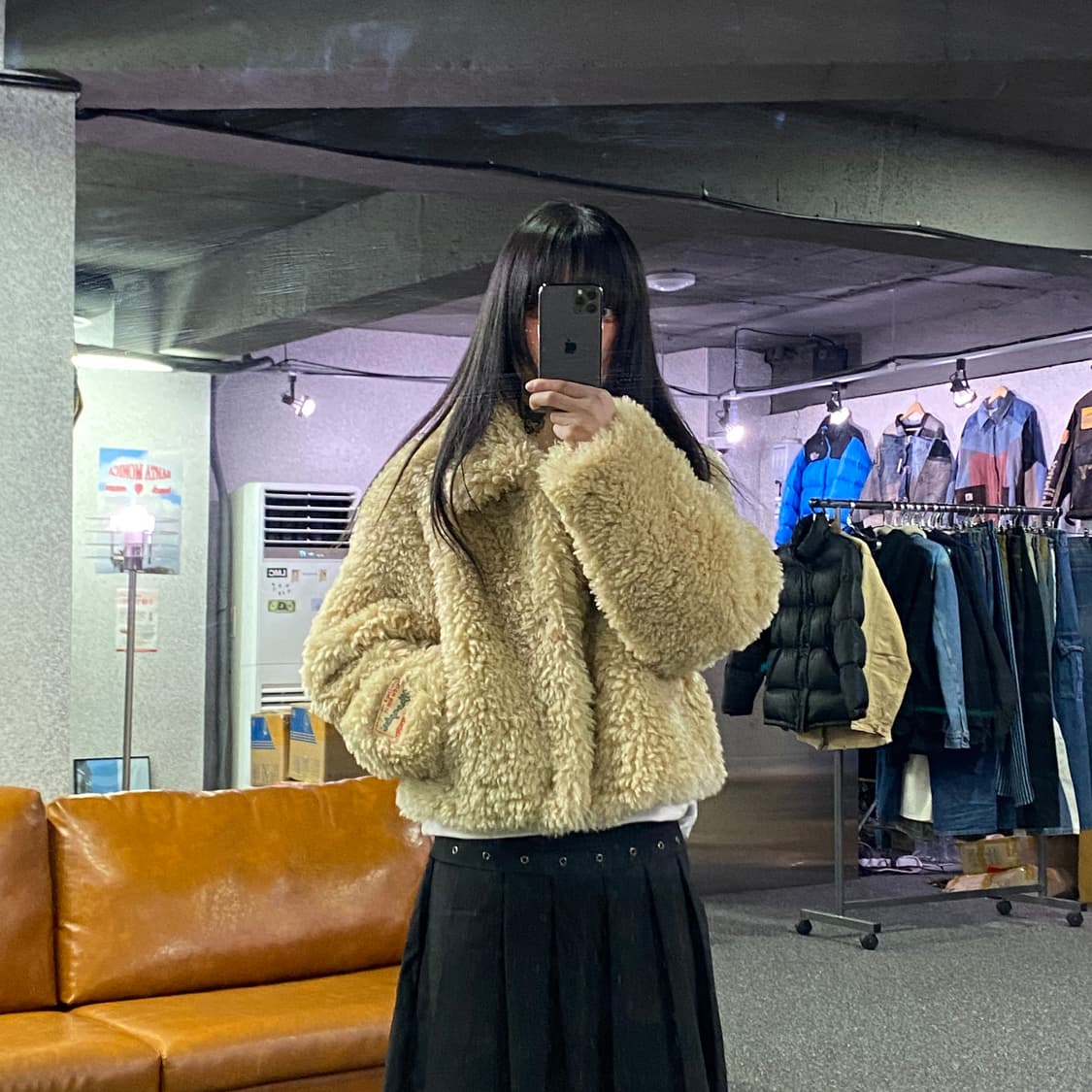 랭글러 베이직 인조모피 크롭 자켓 B4088 상품이미지1