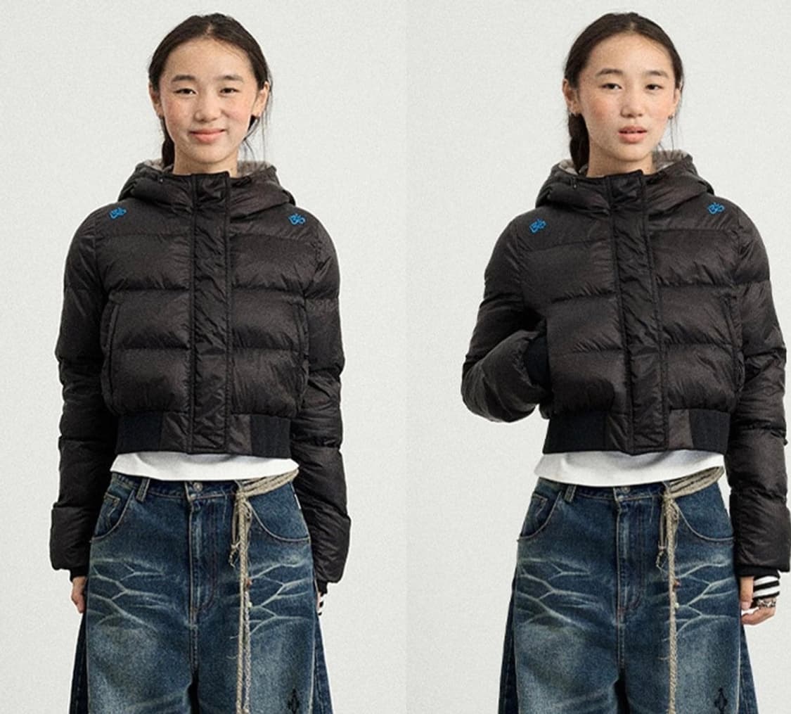 Om Embroidered Short Puffer Jacket 상품이미지2