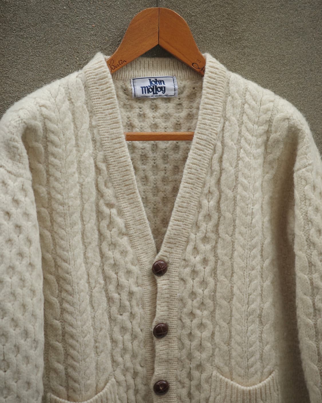 80‘s 아이리쉬 도네갈 피셔맨 아란 가디건 스웨터 상품이미지2