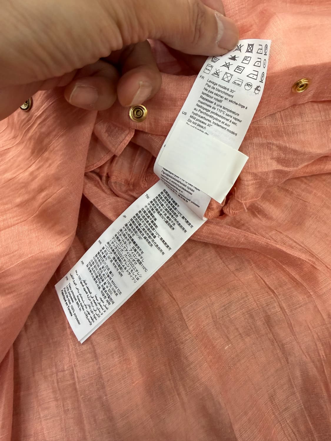 정품) 산드로 여성 프릴 핑크 원피스 셔링 퍼프 블라우스 36 상품이미지8