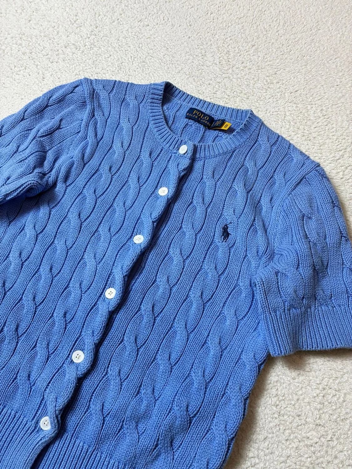 폴로 랄프로렌 큐알 신형 꽈배기 반팔 니트 가디건 PN7408 상품이미지3