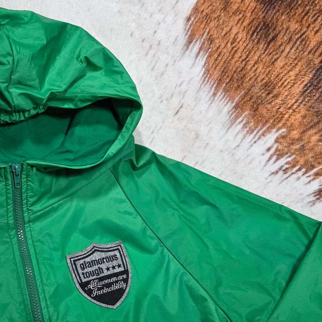 빈티지 패치 그린 바람막이 자켓 상품이미지2