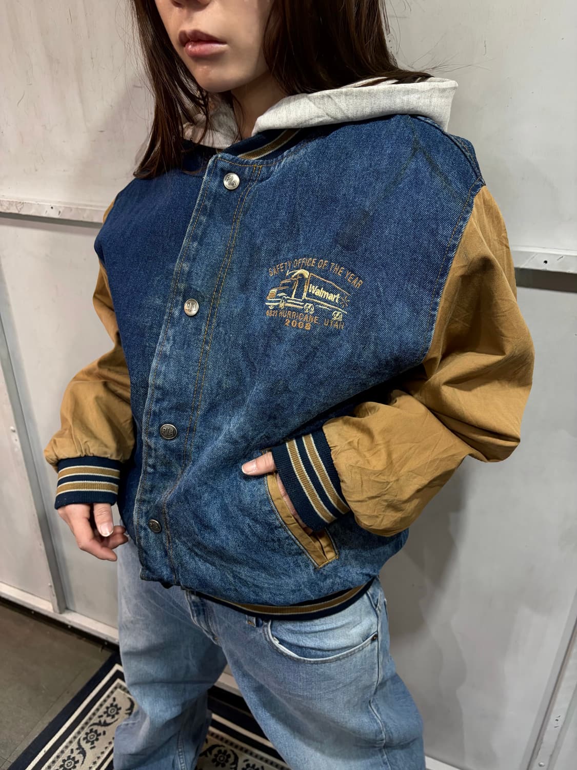 00s vintage work denim varsity jk 상품이미지1