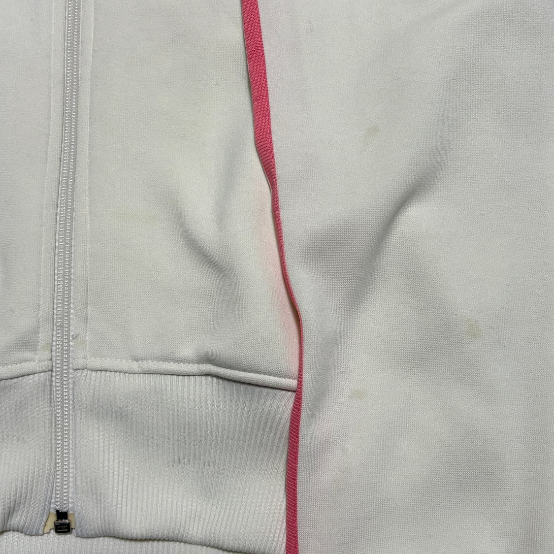 95 아디다스 여성용 핑크 삼선 화이트 후드 집업 상품이미지4