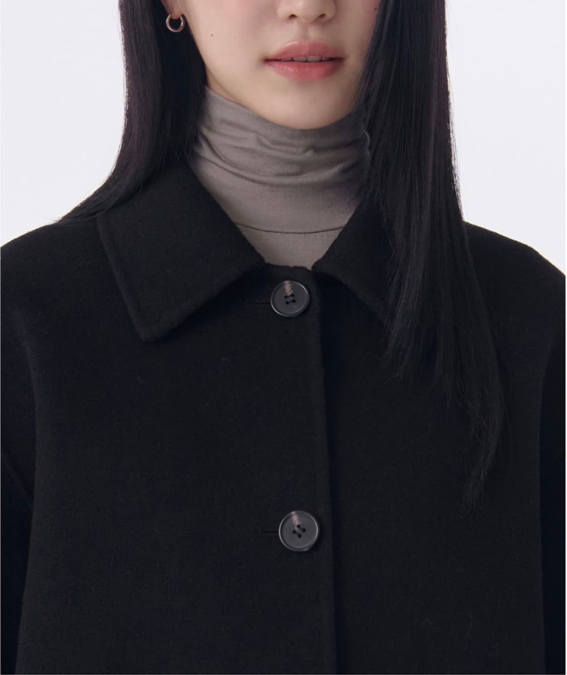 우먼즈 캐시미어 블렌드 핸드메이드 쇼트 맥 코트 [블랙] L 상품이미지2