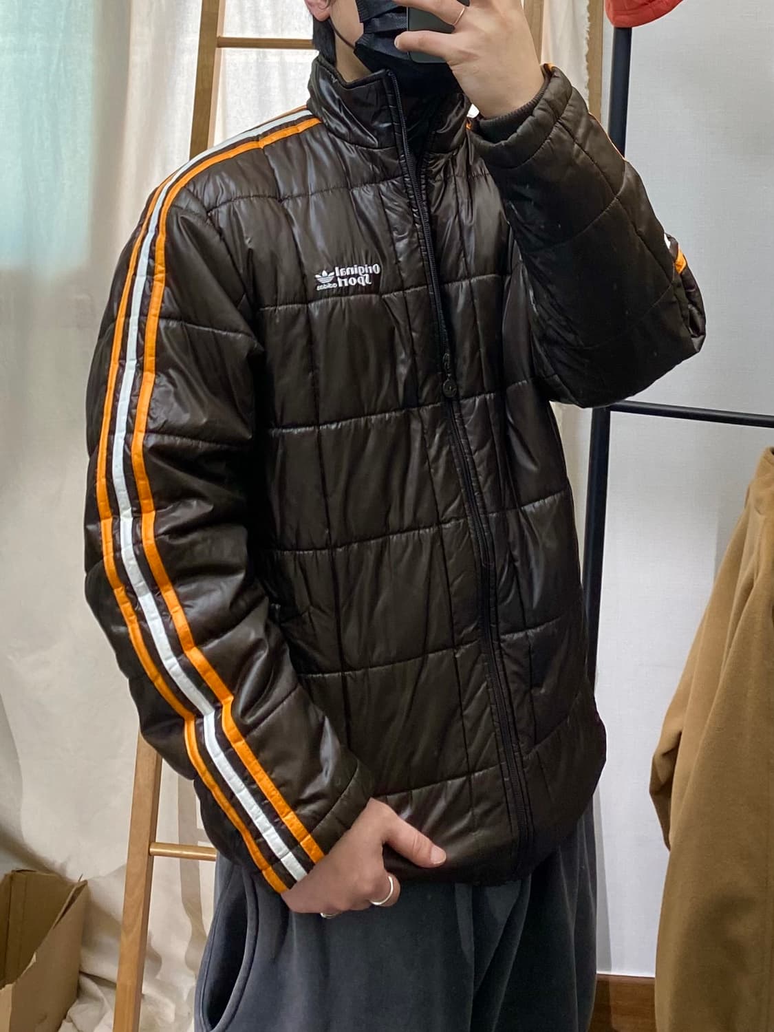 [L] 00s Adidas 아디다스 브라운 경량패딩 자켓 상품이미지9