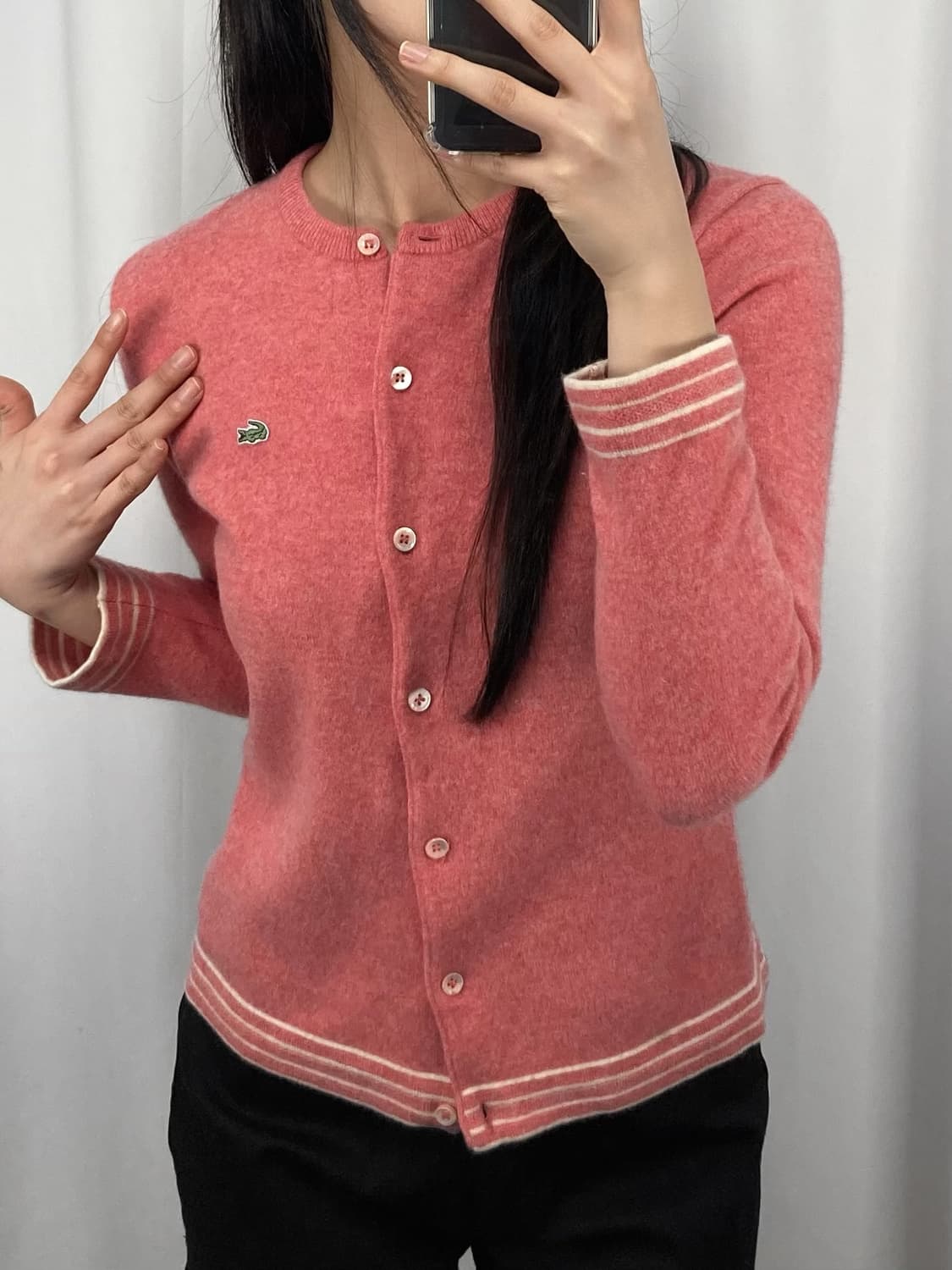 라코스테 핑크 울 가디건 상품이미지1