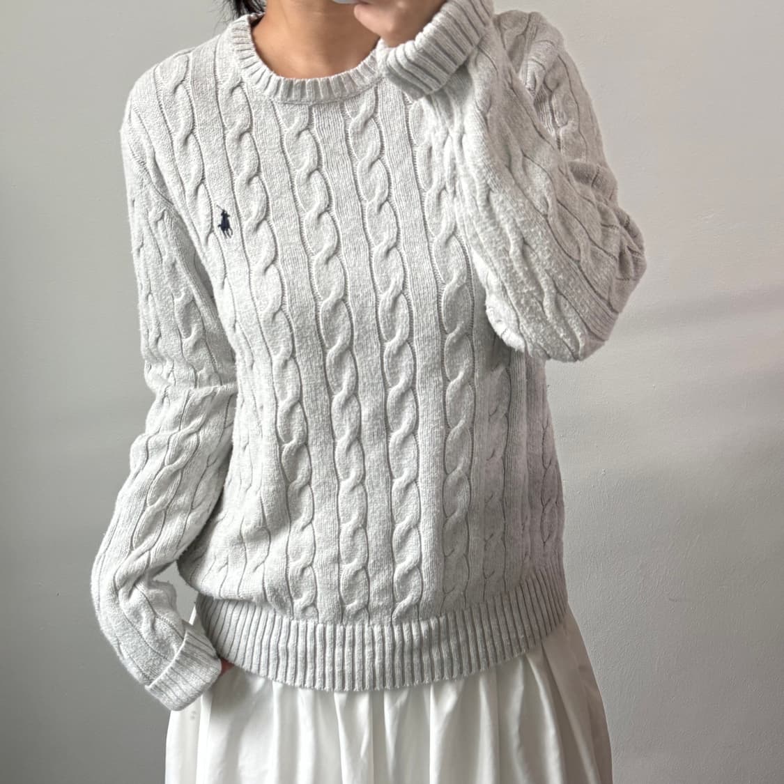[M] 폴로 그레이 케이블 니트 상품이미지1