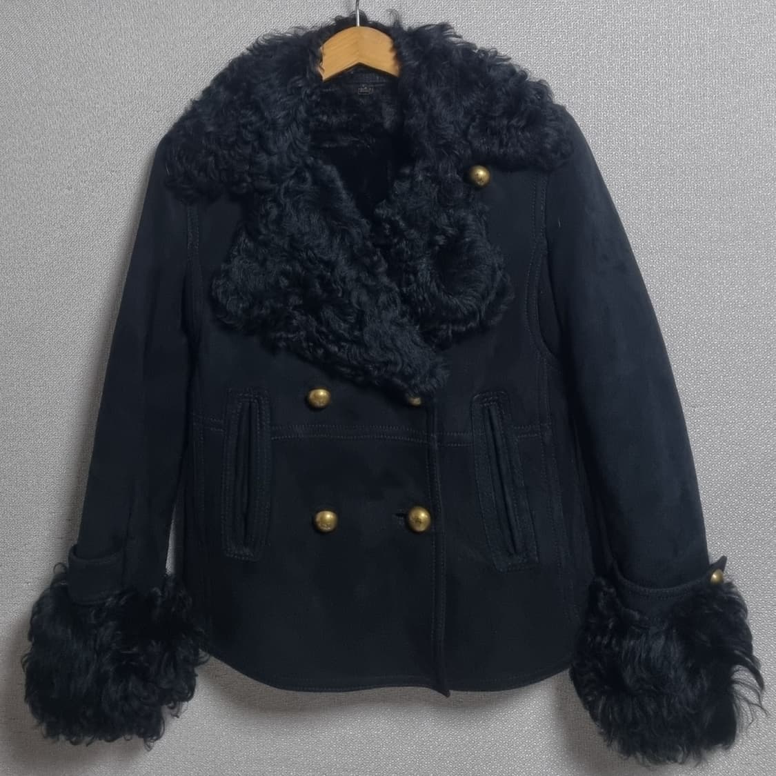 XS (44) 코치 블랙 램 시어링 자켓 (양모,양가죽) 상품이미지1