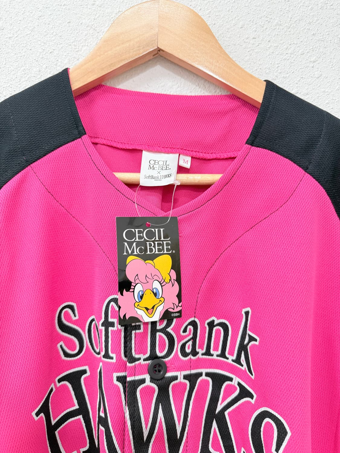 빈티지 Cecil McBee × Soft Bank 핑크 유니폼 반팔티 상품이미지5