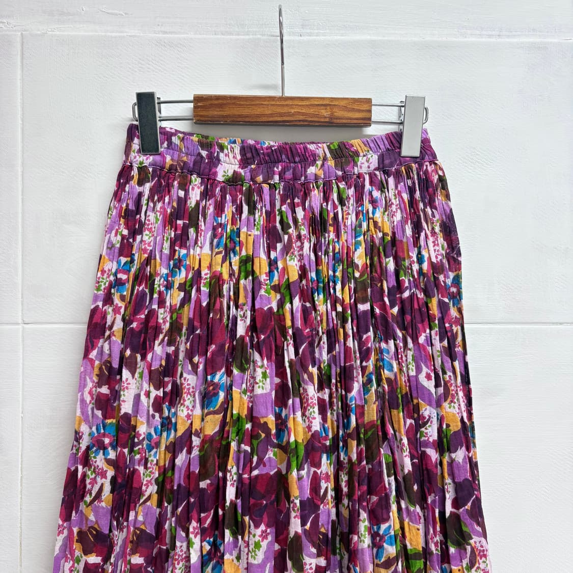 플라워 패턴 히피 그런지 플리츠 롱 스커트 JPN 상품이미지2