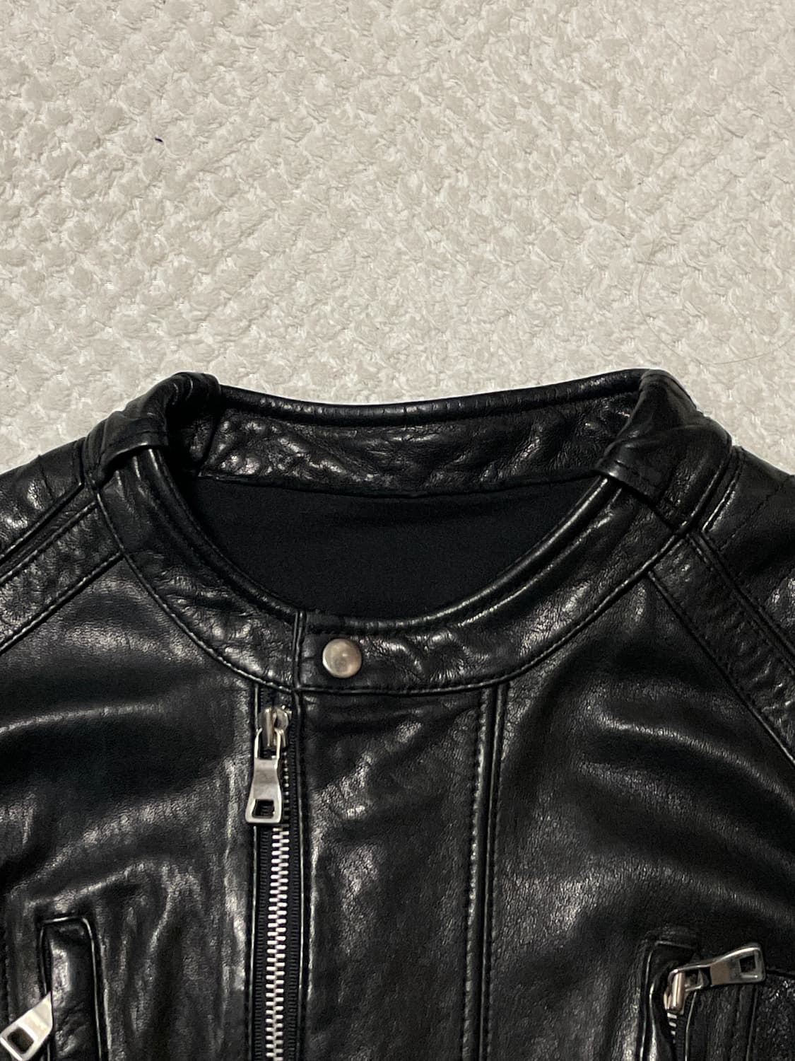 광희시장 웨스턴 무드 램스킨 양가죽 절개 레더 자켓 상품이미지5