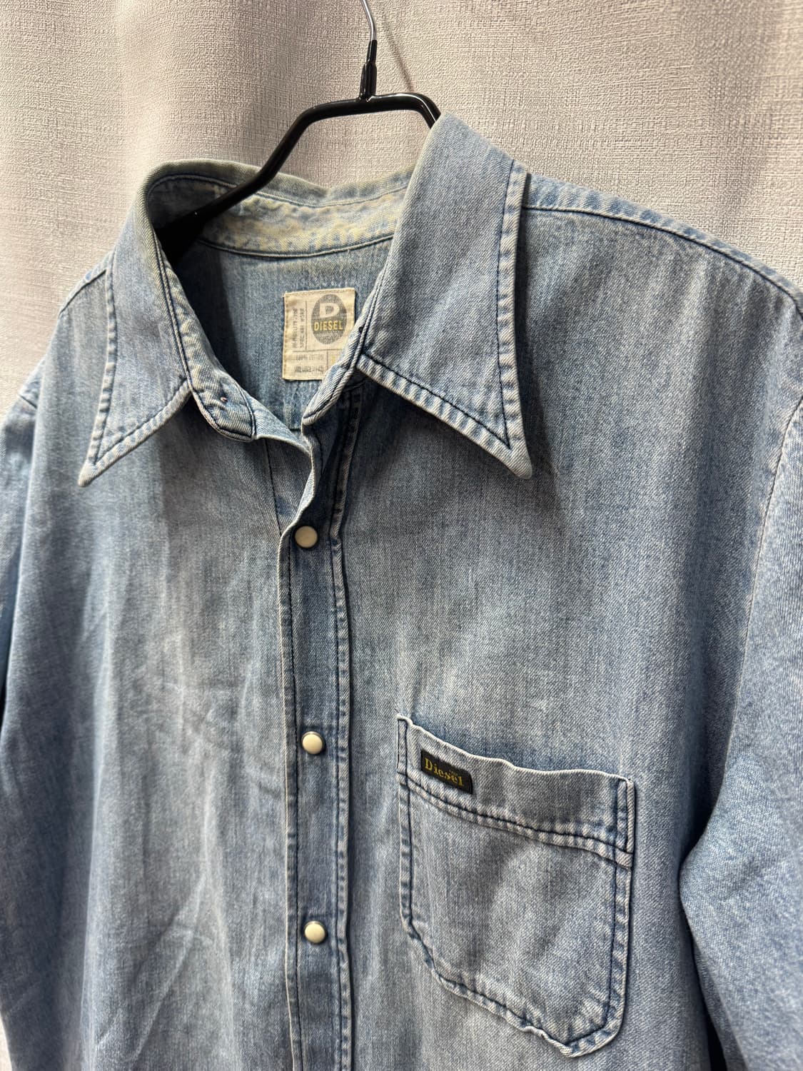 디젤 90's 아카이브 중청워싱 원포켓 반팔셔츠 L(XL) 상품이미지2