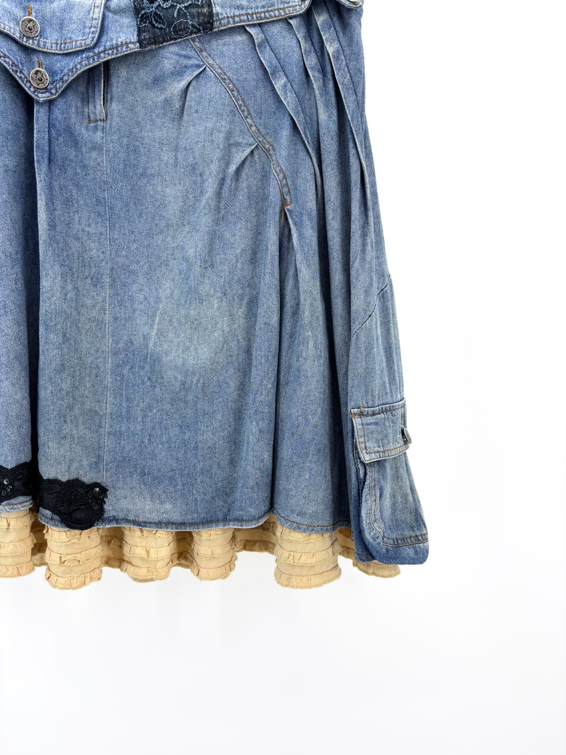 빈티지 패치워크 데님 레이어드 스커트 상품이미지6