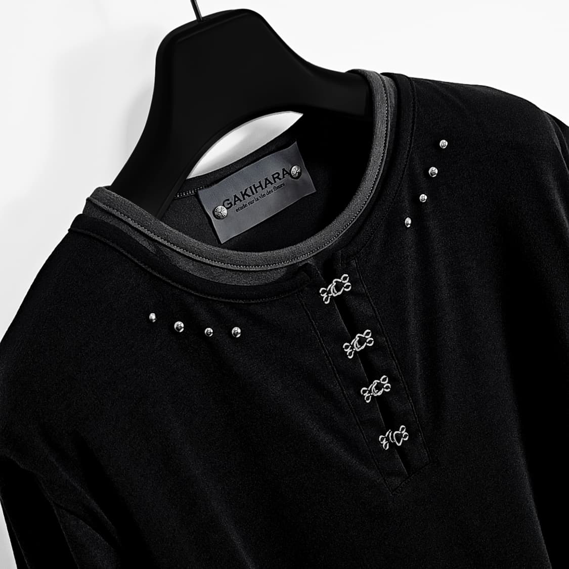 Koga 이브 레이어드 헨리넥 하프 슬리브 (black) 상품이미지4