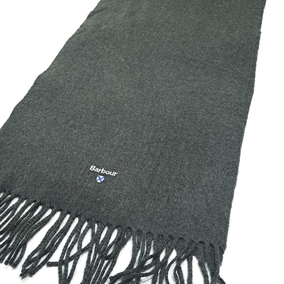 MX474 바버 아크릴 자수 로고 다크그레이 머플러 목도리 상품이미지3