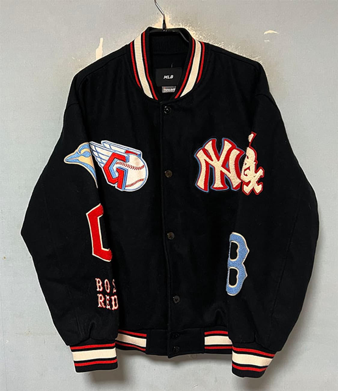 MLB 남자 멀티로고 와펜 야구점퍼 겨울 모직 바시티 L 100 상품이미지1